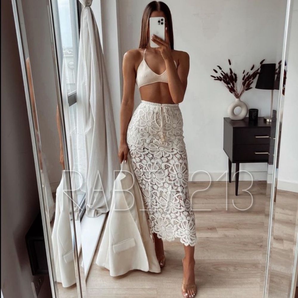 ZARA CROCHETED STRAIGHT SKIRT - Picture 3 of 15